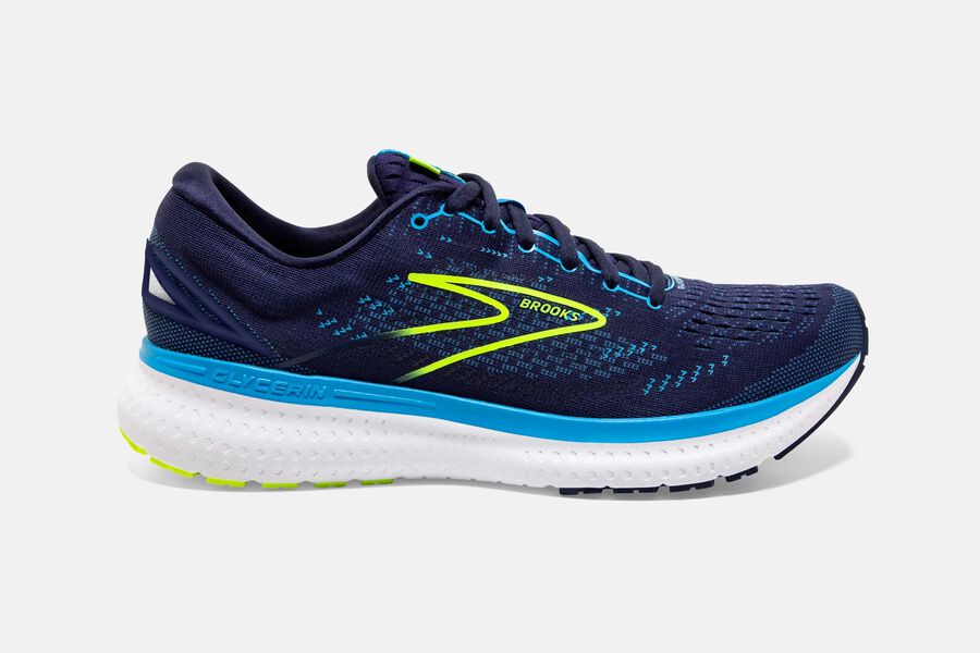 Mens Brooks Glycerin 19 Road Shoes Navy/Blue/Nightlife | 016734-SGN